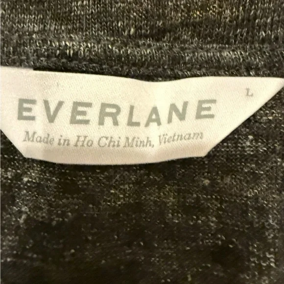 Everlane Womens 100% Linen Charcoal Short Sleeve Tee shirt dress Size Large mini - Picture 3 of 7